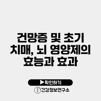 건망증 및 초기 치매, 뇌 영양제의 효능과 효과