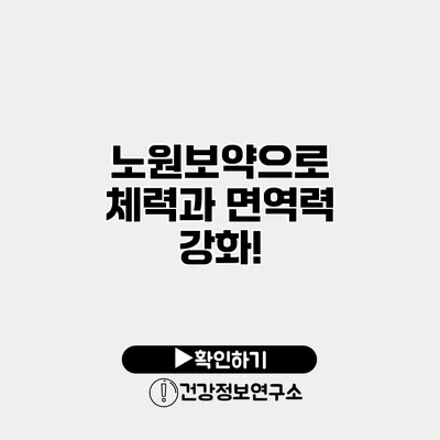 노원보약으로 체력과 면역력 강화!