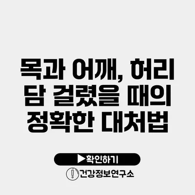 목과 어깨, 허리 담 걸렸을 때의 정확한 대처법