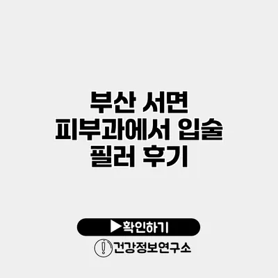 부산 서면 피부과에서 입술 필러 후기