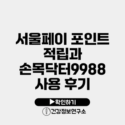 서울페이 포인트 적립과 손목닥터9988 사용 후기