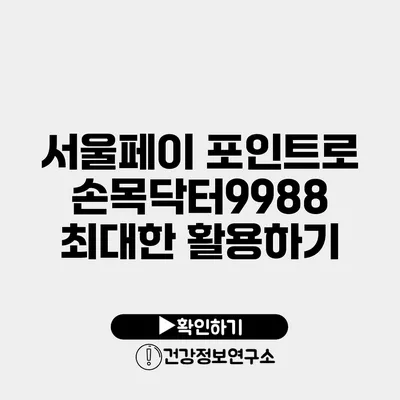 서울페이 포인트로 손목닥터9988 최대한 활용하기