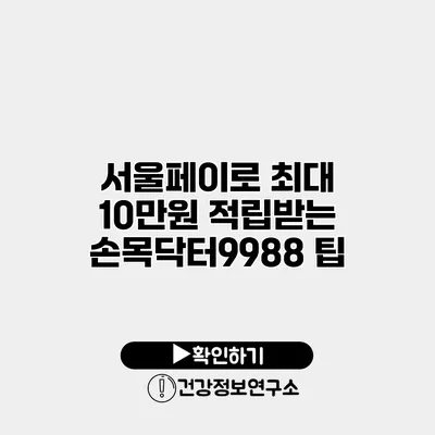 서울페이로 최대 10만원 적립받는 손목닥터9988 팁
