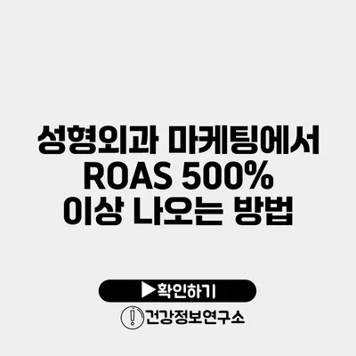 성형외과 마케팅에서 ROAS 500% 이상 나오는 방법