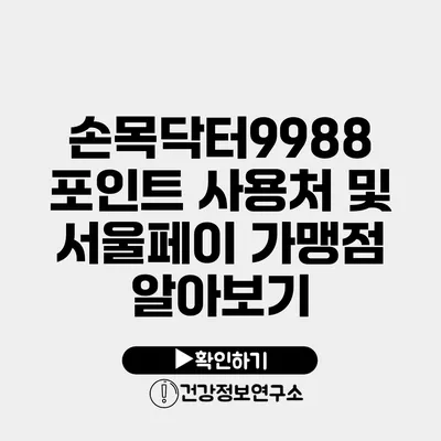 손목닥터9988 포인트 사용처 및 서울페이 가맹점 알아보기