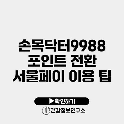 손목닥터9988 포인트 전환 서울페이 이용 팁