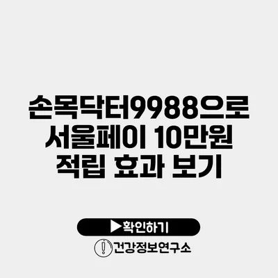 손목닥터9988으로 서울페이 10만원 적립 효과 보기