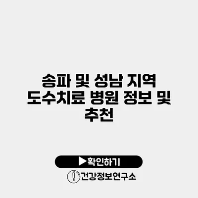 송파 및 성남 지역 도수치료 병원 정보 및 추천