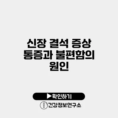 신장 결석 증상 통증과 불편함의 원인