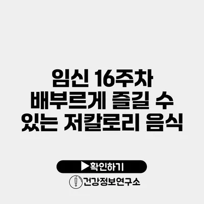 임신 16주차 배부르게 즐길 수 있는 저칼로리 음식