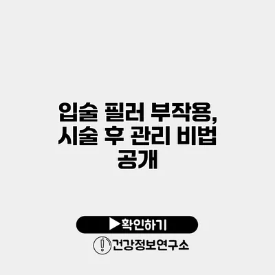 입술 필러 부작용, 시술 후 관리 비법 공개