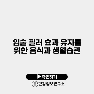 입술 필러 효과 유지를 위한 음식과 생활습관