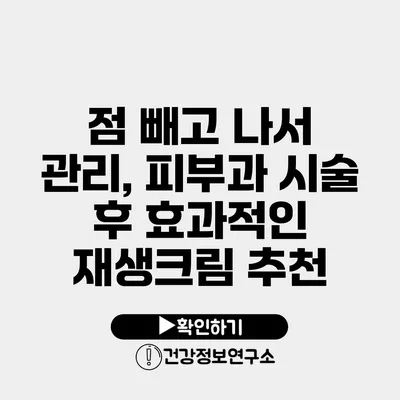 점 빼고 나서 관리, 피부과 시술 후 효과적인 재생크림 추천