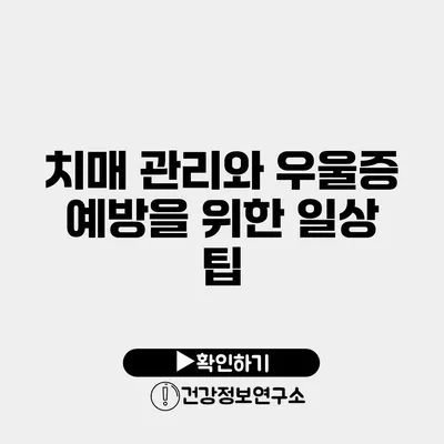 치매 관리와 우울증 예방을 위한 일상 팁