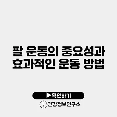 팔 운동의 중요성과 효과적인 운동 방법