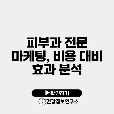 피부과 전문 마케팅, 비용 대비 효과 분석