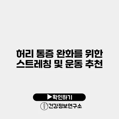 허리 통증 완화를 위한 스트레칭 및 운동 추천