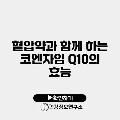 혈압약과 함께 하는 코엔자임 Q10의 효능