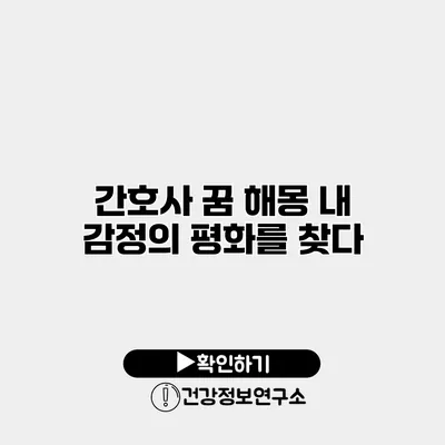 간호사 꿈 해몽 내 감정의 평화를 찾다