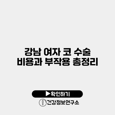 강남 여자 코 수술 비용과 부작용 총정리