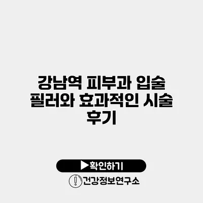 강남역 피부과 입술 필러와 효과적인 시술 후기