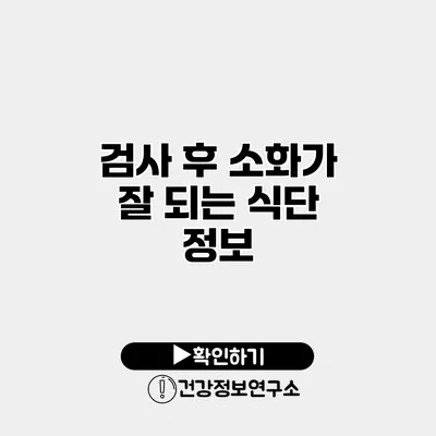 검사 후 소화가 잘 되는 식단 정보