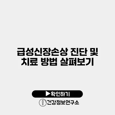 급성신장손상 진단 및 치료 방법 살펴보기