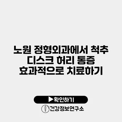 노원 정형외과에서 척추 디스크 허리 통증 효과적으로 치료하기