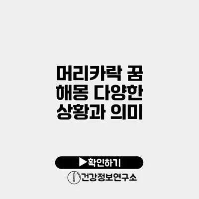 머리카락 꿈 해몽 다양한 상황과 의미