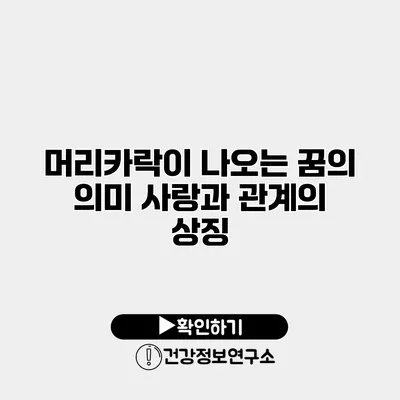 머리카락이 나오는 꿈의 의미 사랑과 관계의 상징