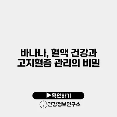 바나나, 혈액 건강과 고지혈증 관리의 비밀