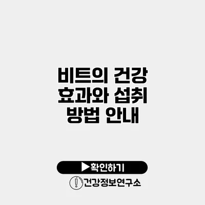비트의 건강 효과와 섭취 방법 안내