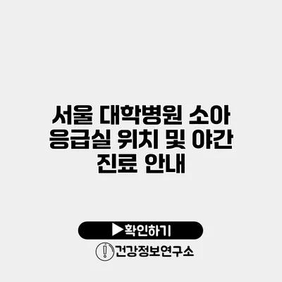 서울 대학병원 소아 응급실 위치 및 야간 진료 안내