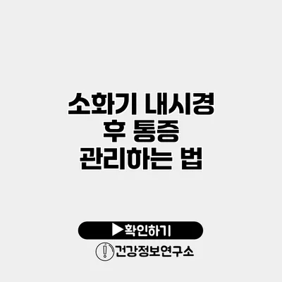 소화기 내시경 후 통증 관리하는 법