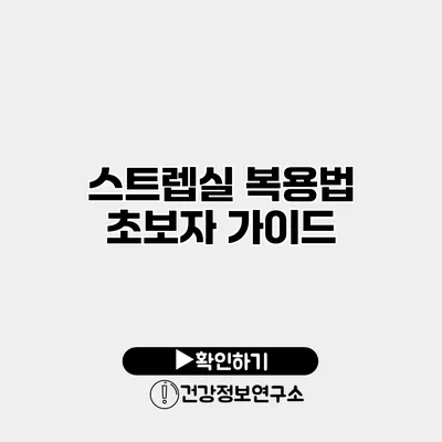 스트렙실 복용법 초보자 가이드