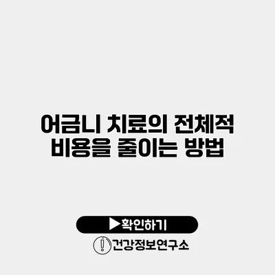 어금니 치료의 전체적 비용을 줄이는 방법