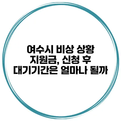 여수시 비상 상황 지원금, 신청 후 대기기간은 얼마나 될까?