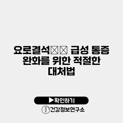 요로결석✔️ 급성 통증 완화를 위한 적절한 대처법