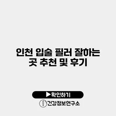 인천 입술 필러 잘하는 곳 추천 및 후기