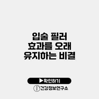 입술 필러 효과를 오래 유지하는 비결