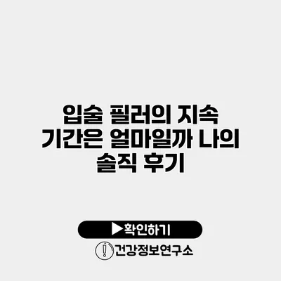 입술 필러의 지속 기간은 얼마일까? 나의 솔직 후기