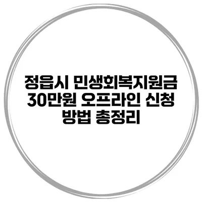 정읍시 민생회복지원금 30만원 오프라인 신청 방법 총정리