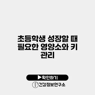 초등학생 성장할 때 필요한 영양소와 키 관리