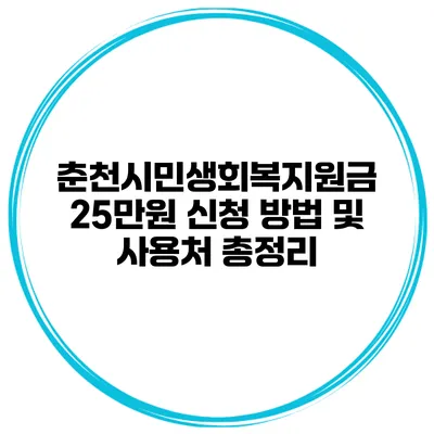 춘천시민생회복지원금 25만원 신청 방법 및 사용처 총정리