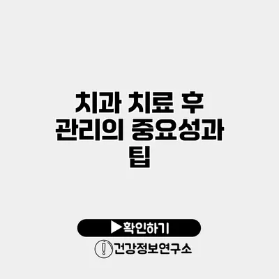 치과 치료 후 관리의 중요성과 팁