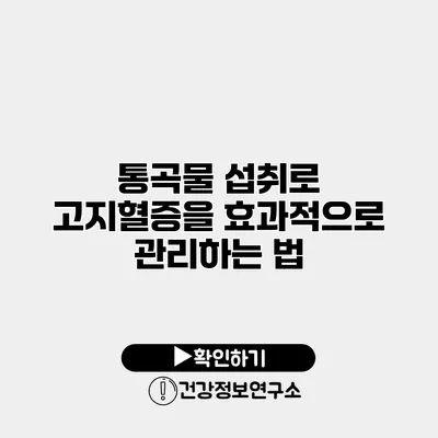 통곡물 섭취로 고지혈증을 효과적으로 관리하는 법