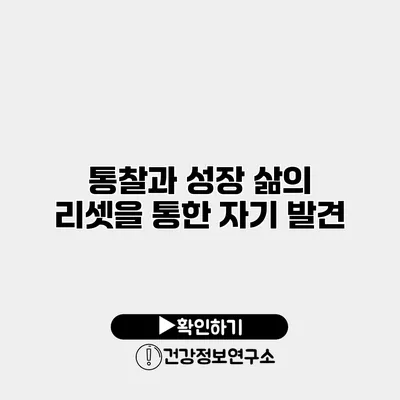 통찰과 성장 삶의 리셋을 통한 자기 발견