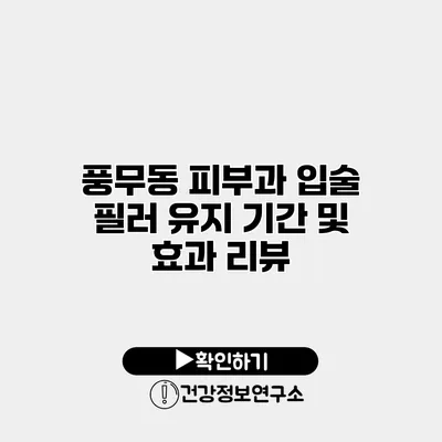 풍무동 피부과 입술 필러 유지 기간 및 효과 리뷰