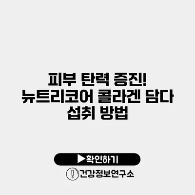 피부 탄력 증진! 뉴트리코어 콜라겐 담다 섭취 방법