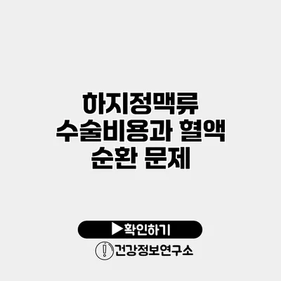 하지정맥류 수술비용과 혈액 순환 문제